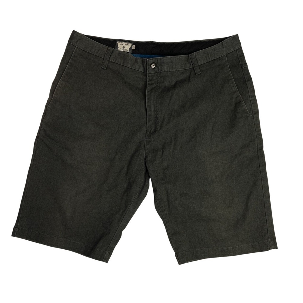 Volcom Chino Shorts Mens 36 Heathered Black Flat Front Casual Skater Surf